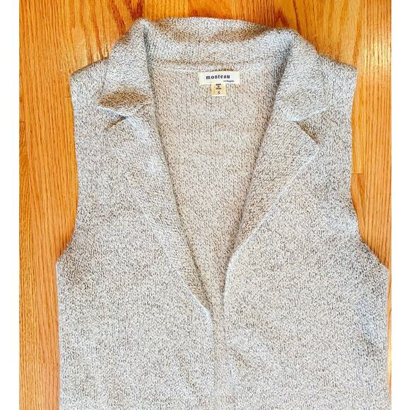 Monteau Small Duster Maxi Boho Cárdigan Vest Gray Western Classic Sweater Vest - Picture 4 of 8